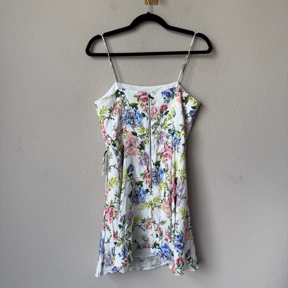 Alice + Olivia Trixie White Floral Mock Wrap Mini Dress Size 6 - Picture 3 of 6
